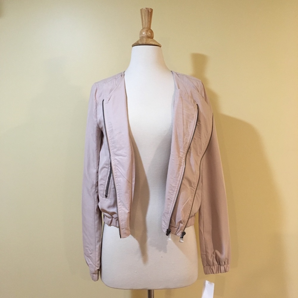 💥 CLEARANCE Blush Double Zipper Bomber Jacket - Picture 2 of 6